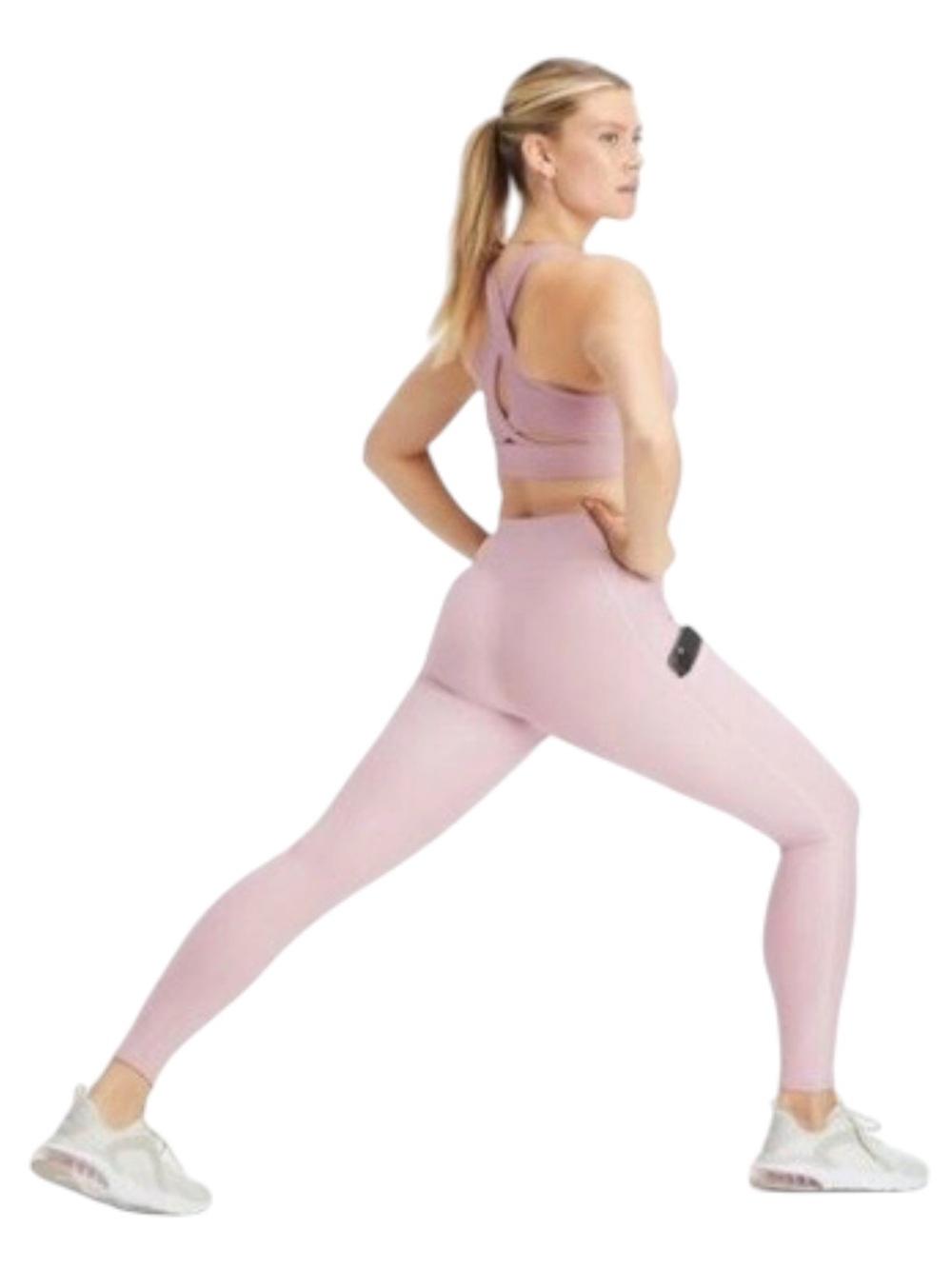 Fabletics Mauve/Rose High-Waist Cold-Weather Multi-Pocket Performance Legging